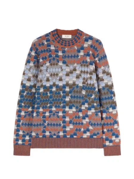 Pulover Retori de lână cu model argyle albastru