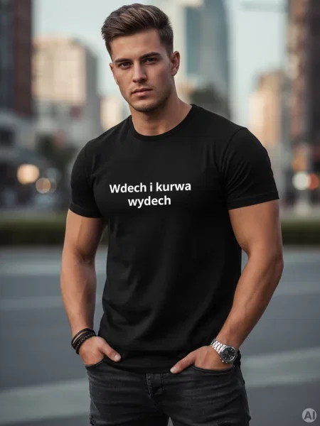 Koszulka z humorystycznym nadrukiem Dstreet czarna