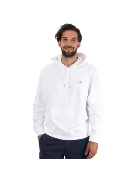 Mikina s kapucí Calvin Klein Jeans bílá