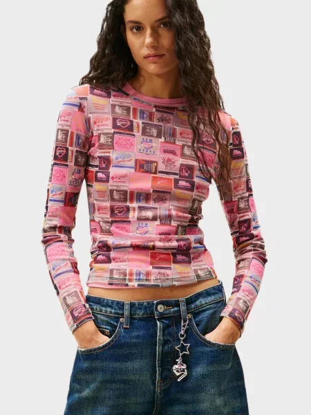 Лонгслив Tommy Jeans розовый