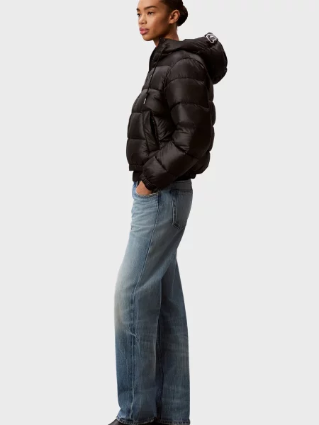 Коротка джинсова куртка Calvin Klein Jeans з лого чорна