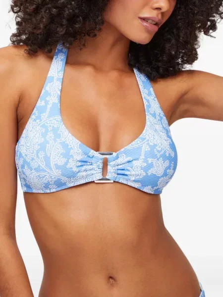 Top Heidi Klein cu gât halter albastru