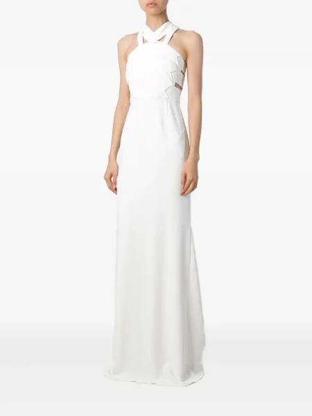 Rochie Roland Mouret cu gât halter de costum alb