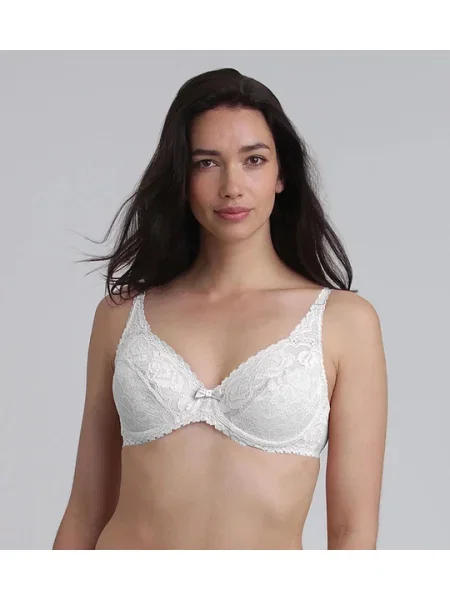Sutien Playtex cu model floral din dantelă alb
