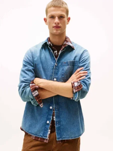 Tommy Jeans De blugi cămașă | regular fit albastru