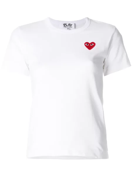 Tricou Comme Des Garcons Play cu motiv cu inimi alb