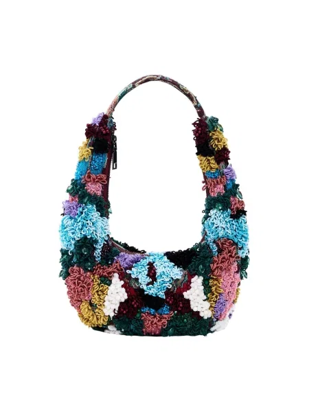 Desigual Geantă de umăr albastru aqua / verde smarald / roz pal / bordeaux roșu