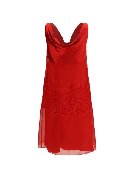 Rochie mini Ferragamo din dantelă drapată roșu