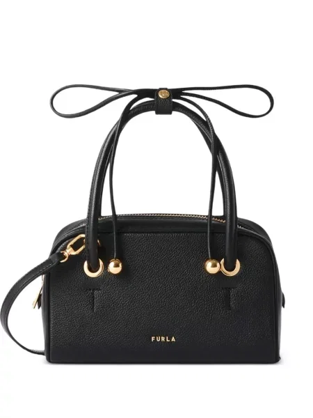 Bőr shopper táska Furla fekete