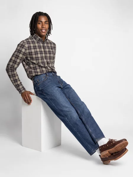 Kockovaná flanelová košeľa Timberland čierna