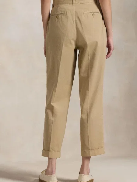 Kalhoty Polo Ralph Lauren široké medium waist béžová
