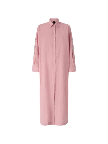 Lung rochie Pinko cu broderie cu dungi roz