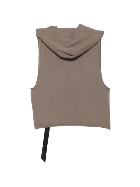 Αμάνικο hoodie Rick Owens Drkshdw με κορδόνι καφέ