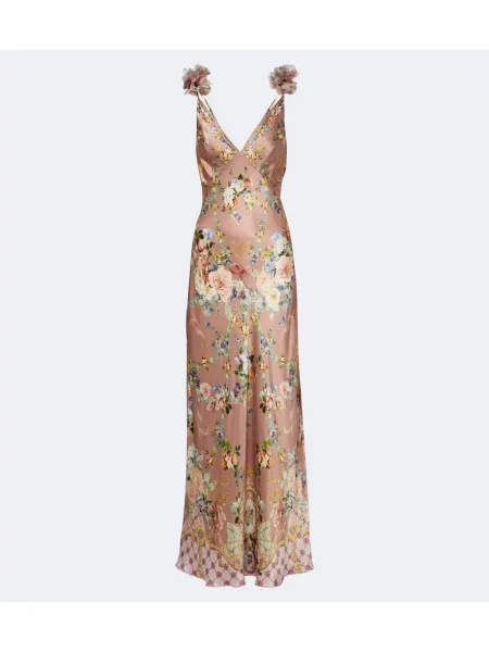 Rochie Camilla din satin cu model floral