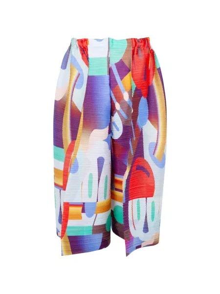 Шорти Pleats Please Issey Miyake с принт с абстрактен десен виолетово