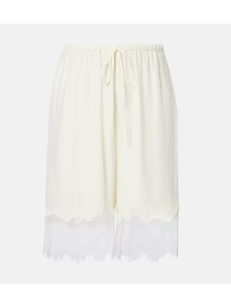 Bermude Staud din satin alb