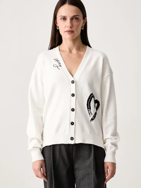 DKNY kardigan dámský s bavlnou bílý