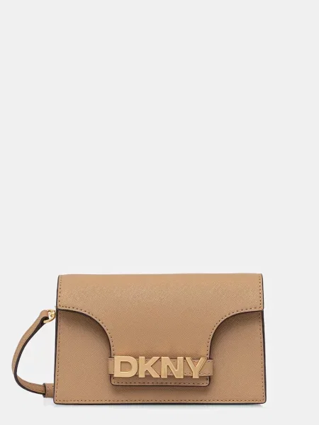 Кожена чанта Dkny бежово