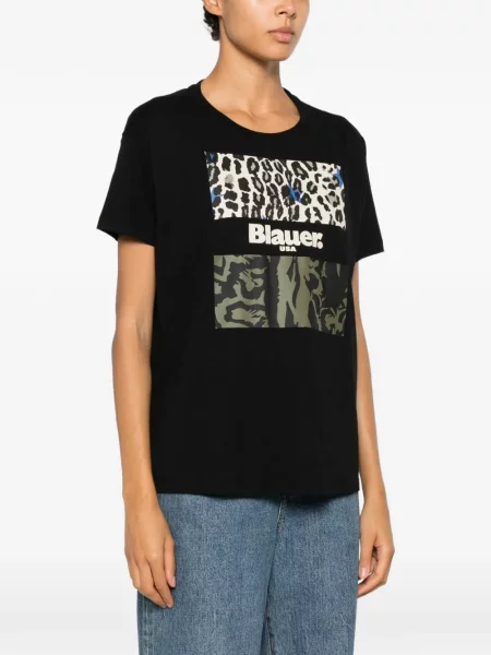 Tricou Blauer cu imagine cu model leopard negru