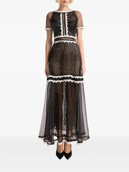 Rochie maxi Gemy Maalouf din dantelă negru