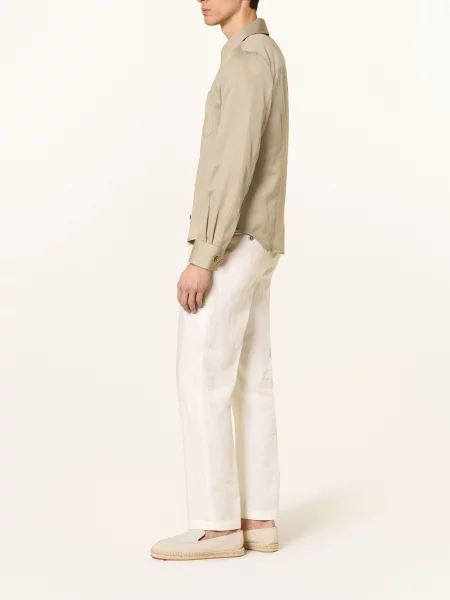 Hiltl Lněné Chino Kalhoty Primo Regular Fit krémová