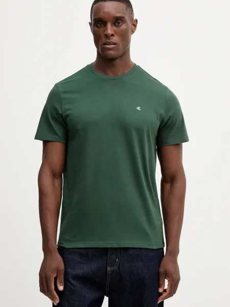 Тениска Calvin Klein Jeans с изчистен дизайн зелено