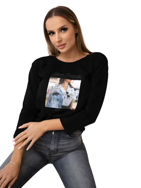 Halenka s potiskem Collage černá