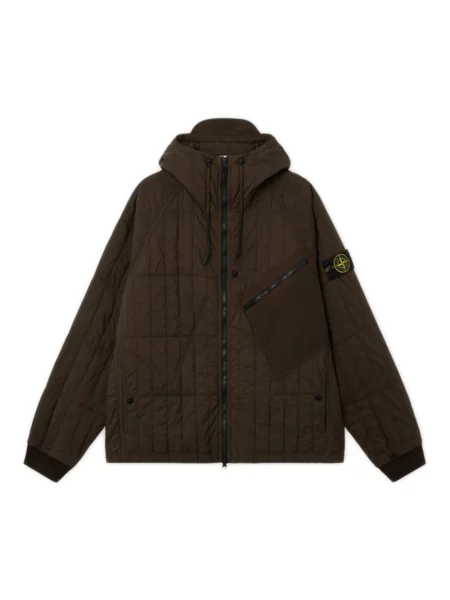 Kurtka Stone Island z kapturem z kamieniami brązowa