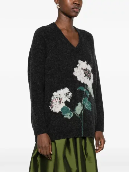 Pulover Bernadette cu model floral gri