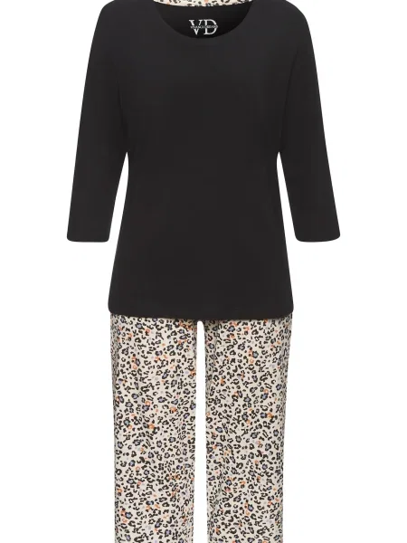 VIVANCE Pijama albastru / portocaliu / negru alb