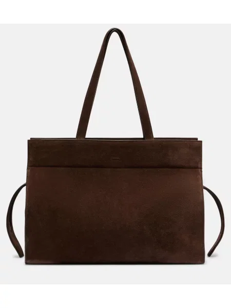 Geantă shopper Khaite din piele de căprioară maro