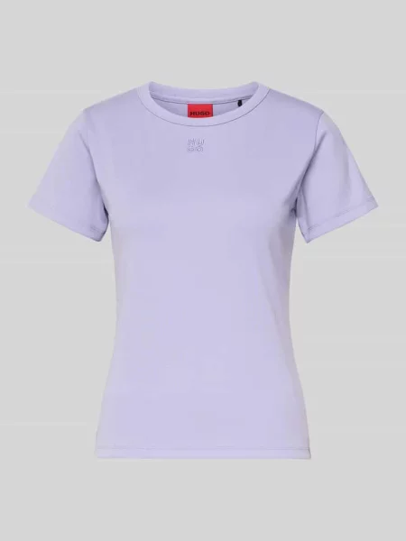 T-shirt o kroju slim fit z mieszanki bawełny model ‘DELORIS’ Hugo fioletowa