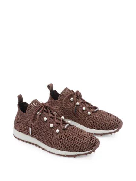 Sneakerși Jimmy Choo cu perle maro