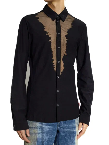 Košile Diesel s dlouhými rukávy černá