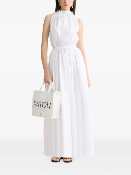 Rochie maxi Patou cu gât halter de costum alb