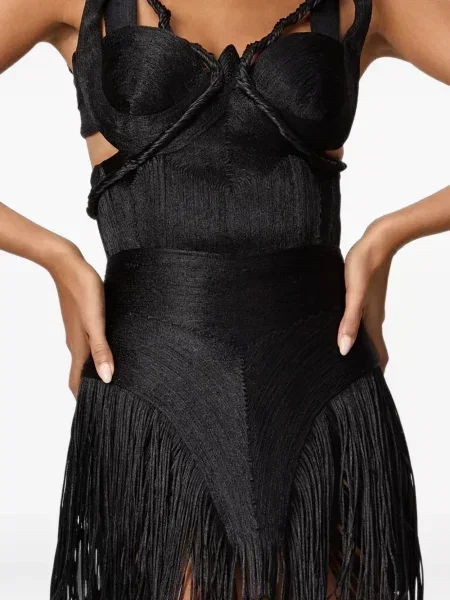 Rochie mini Norina St cu franjuri negru
