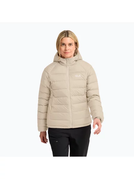 Geacă cu puf pentru femei Jack Wolfskin Wild Pass Down Hoody Rds oyster