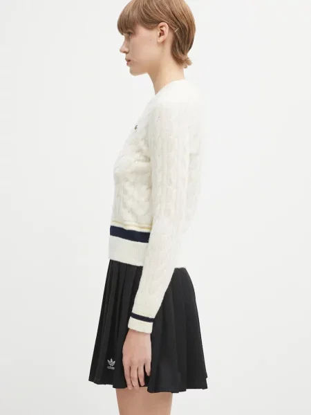 Lacoste sweter z dodatkiem wełny beżowy biały
