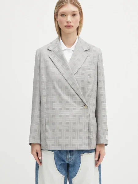 Kenzo geacă de lână cu doua randuri de cu imprimeu gri