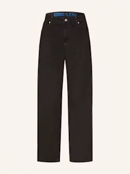 Hugo Blue Jeansy Wide Leg Leni schwarz czarne
