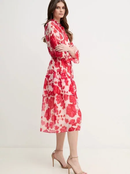 Marc Aurel sukienka midi rozkloszowana czerwony