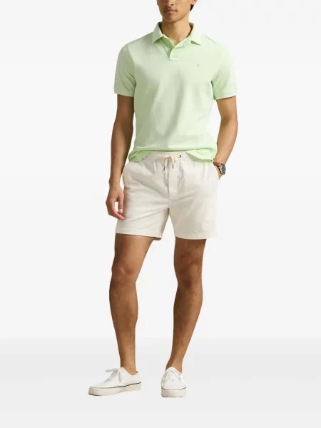 Tricou Polo Ralph Lauren din piele cu broderie în carouri maro