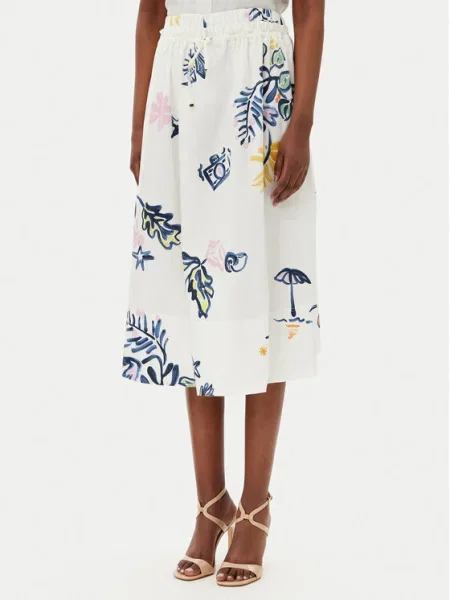Marella Fustă trapez Zambia alb