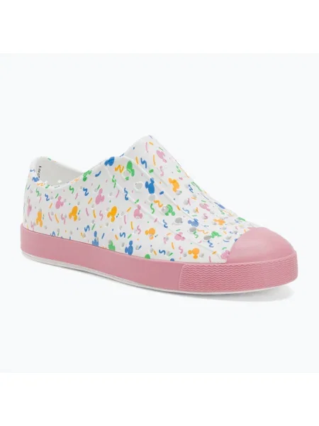 Native Jefferson Print Disney Jr detské tenisky shell white/princess pink/pastel white confetti biela