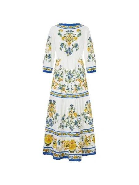 Rochie midi Farm Rio cu model floral cu imagine alb