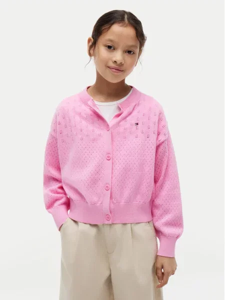Tommy Hilfiger Cardigan Pointelle deschis roz