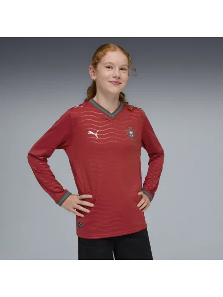 PUMA Młodzieżowa koszulka domowa z długim rękawem reprezentacji Portugalii Akcesoria czerwony
