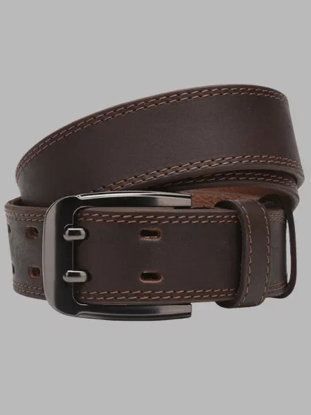 Кожаный ремень Borsa Leather с ремешками коричневый