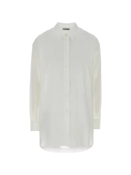 Cămașă Jil Sander din muselină alb