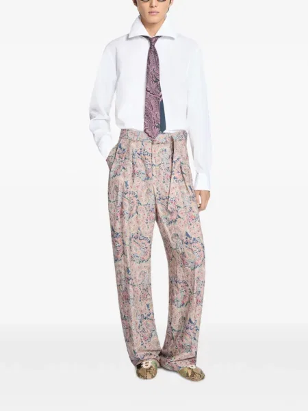 Cu centură pantaloni Dries Van Noten din jacard